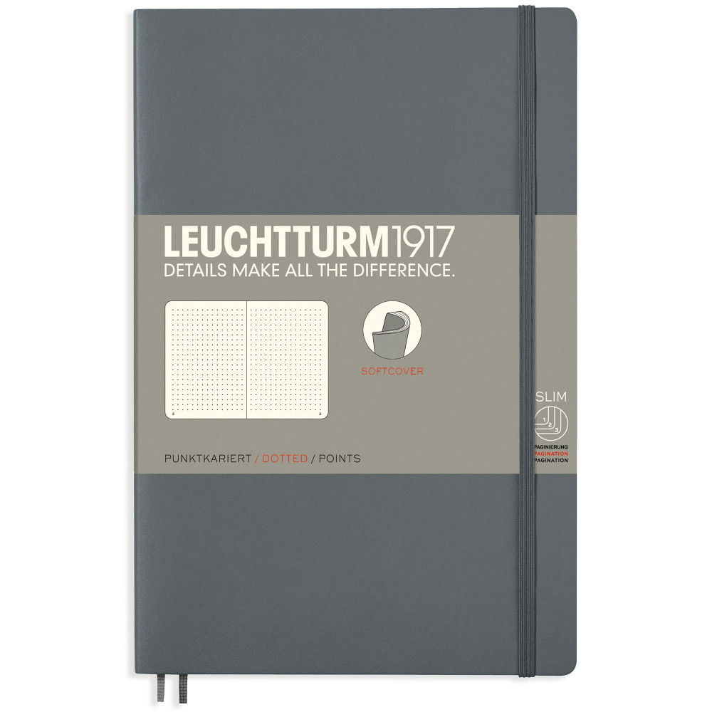 Записная книжка Leuchtturm Paperback B6+ Anthracite мягкая обложка 123 стр, артикул 358327. Фото 1