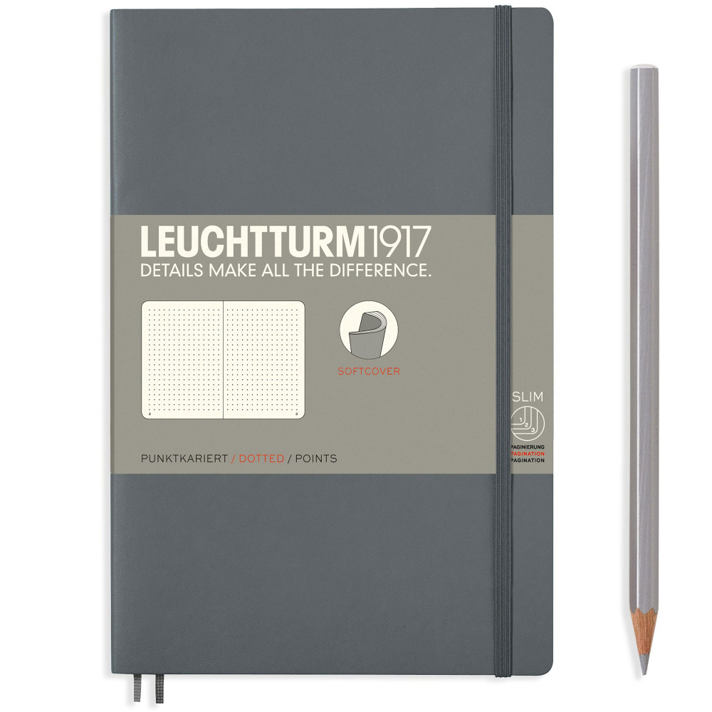 Записная книжка Leuchtturm Paperback B6+ Anthracite мягкая обложка 123 стр, артикул 358327. Фото 2