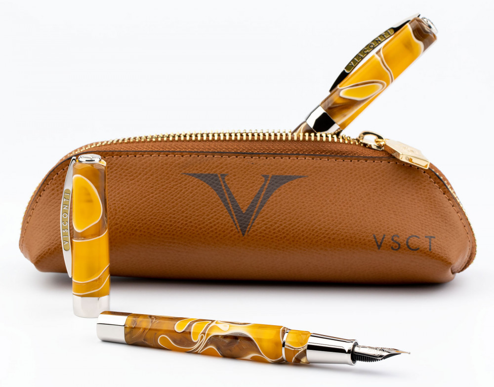 Кожаный пенал на молнии Visconti VSCT коньяк, артикул KL01-04. Фото 3