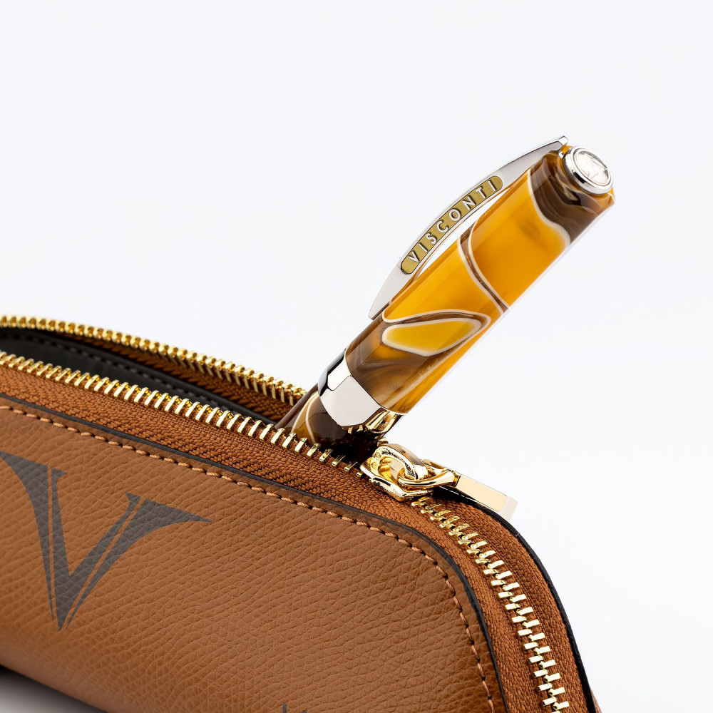 Кожаный пенал на молнии Visconti VSCT коньяк, артикул KL01-04. Фото 4