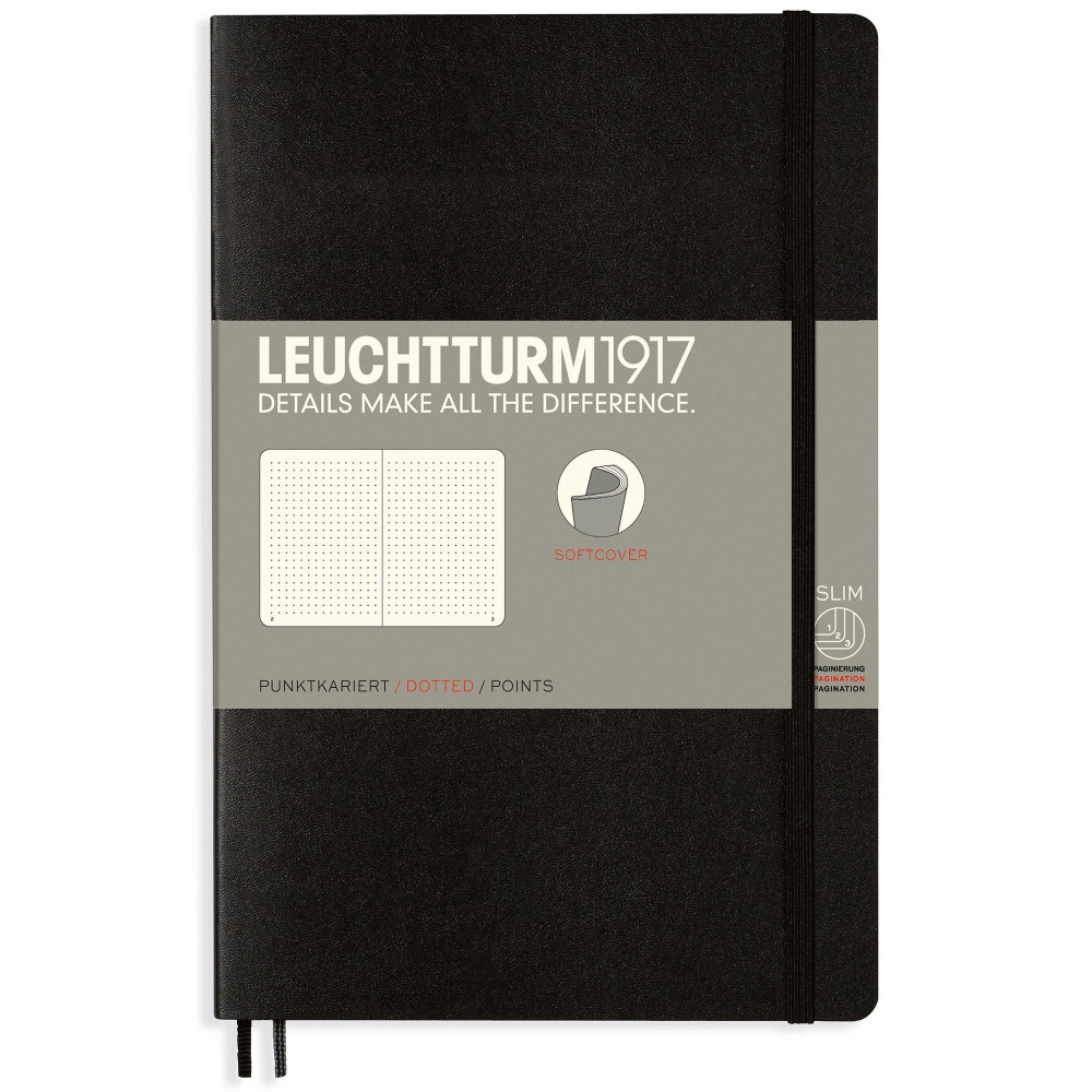 Записная книжка Leuchtturm Paperback B6+ Black мягкая обложка 123 стр, артикул 358291. Фото 1