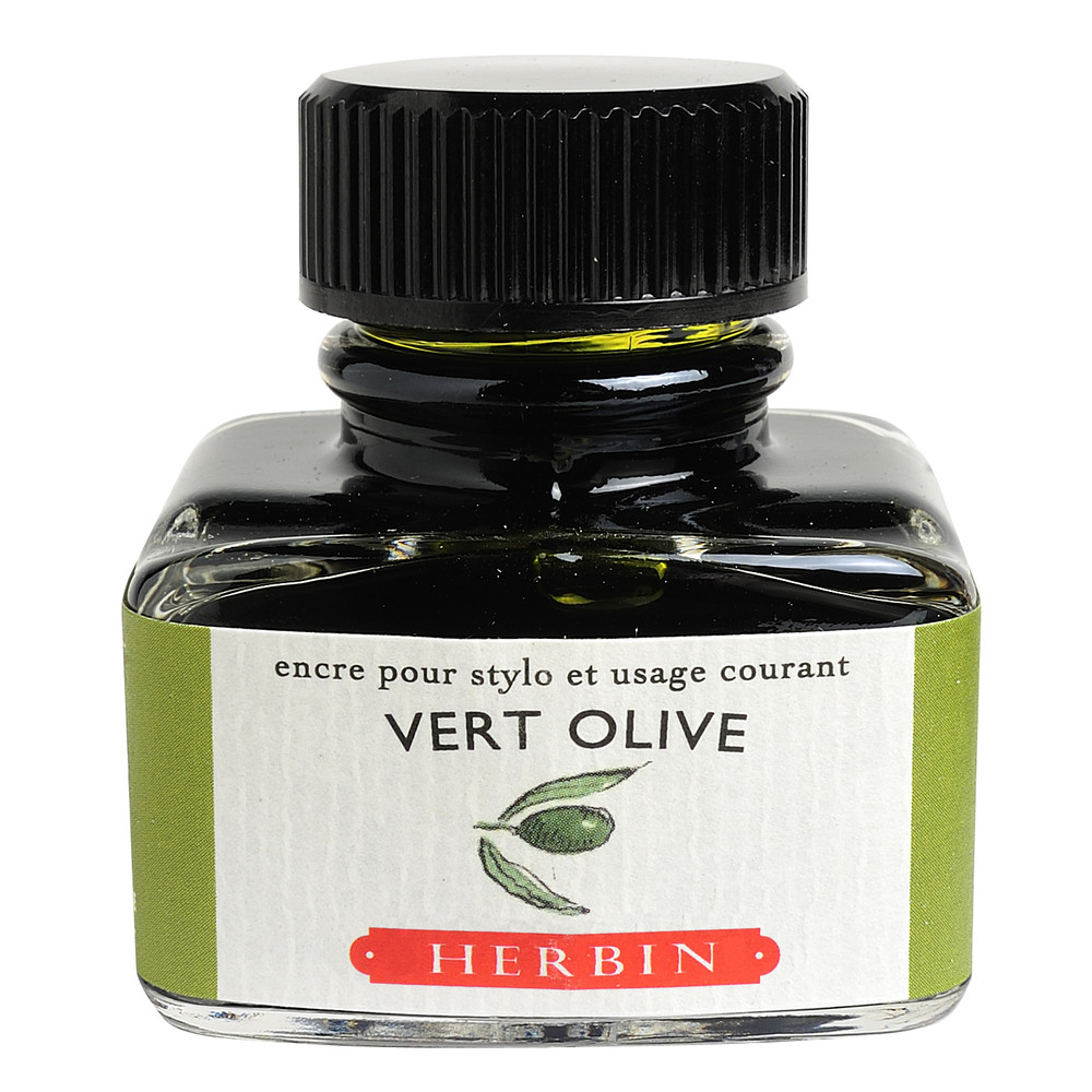 Флакон с чернилами Herbin Vert olive (оливковый) 30 мл, артикул 13036T. Фото 1
