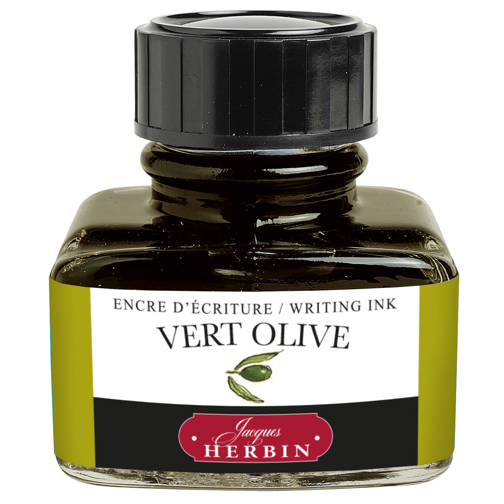 Флакон с чернилами Herbin Vert olive (оливковый) 30 мл, артикул 13036T. Фото 4