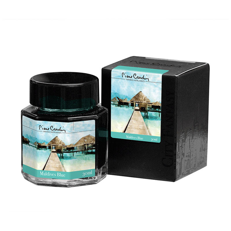 Флакон с чернилами Pierre Cardin Maldives Blue (голубые мальдивы) для перьевых ручек 30 мл, артикул PC332-S11. Фото 1