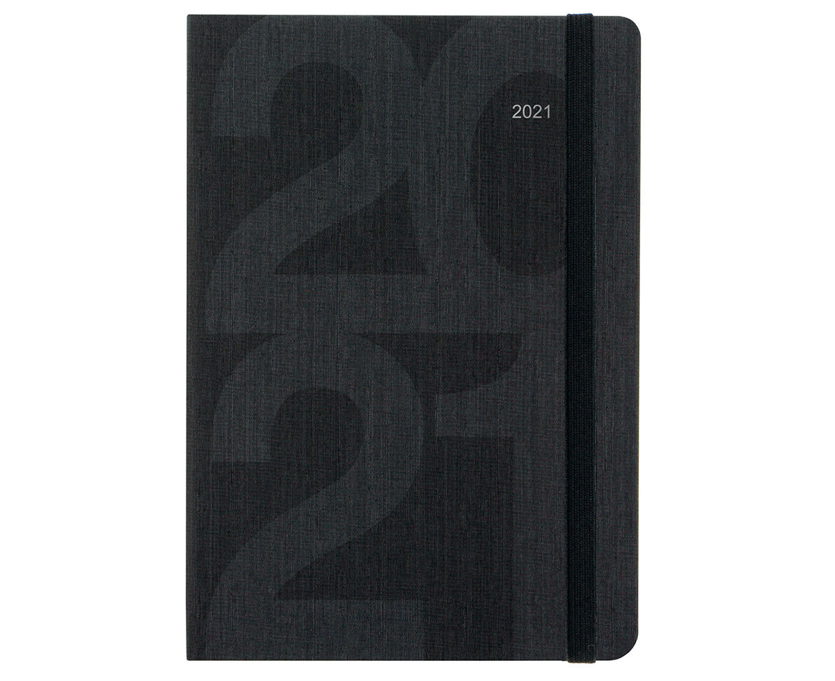 Ежедневник 2021 год Letts Block A5 твердый текстиль черный, 1136584 Ежедневник 2021 год Letts Block A5 твердый текстиль черный, артикул 1136584. Фото 1