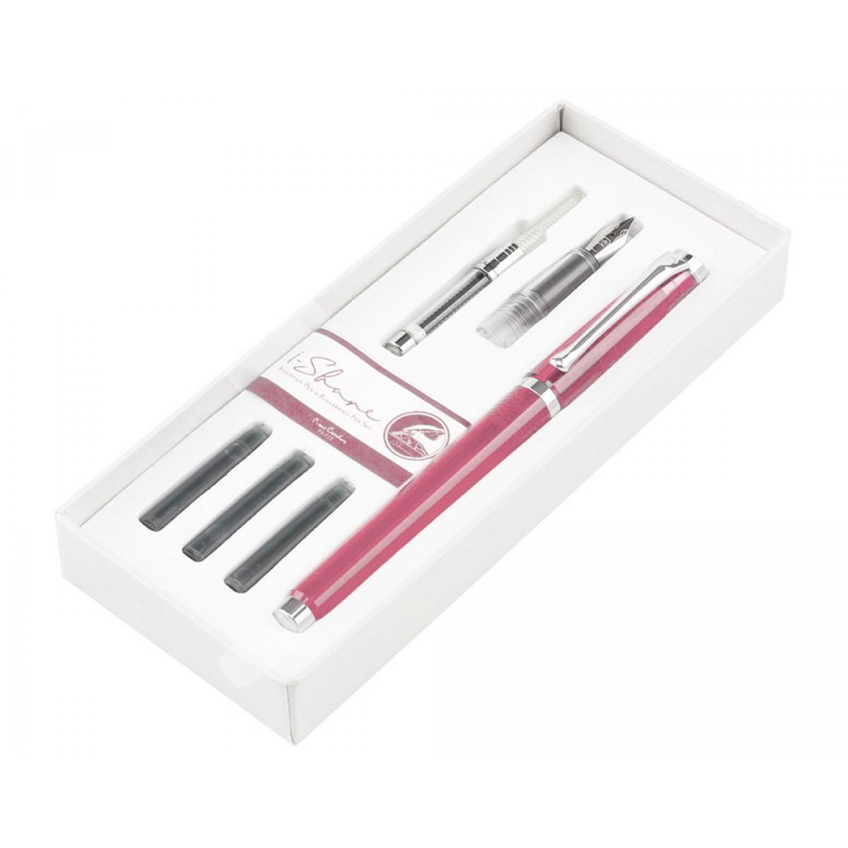 Набор Pierre Cardin I-Share 2 в 1 (роллер + перо) розовый прозрачный корпус, PCI-001-5 Набор Pierre Cardin I-Share 2 в 1 (роллер + перо) розовый прозрачный корпус, артикул PCI-001-5. Фото 1