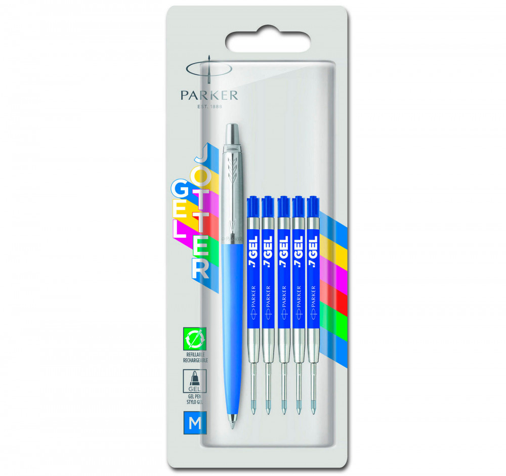 Подарочный набор Parker: гелевая ручка Jotter Originals Blue + 5 синих стержней в блистере, артикул 2141251. Фото 1