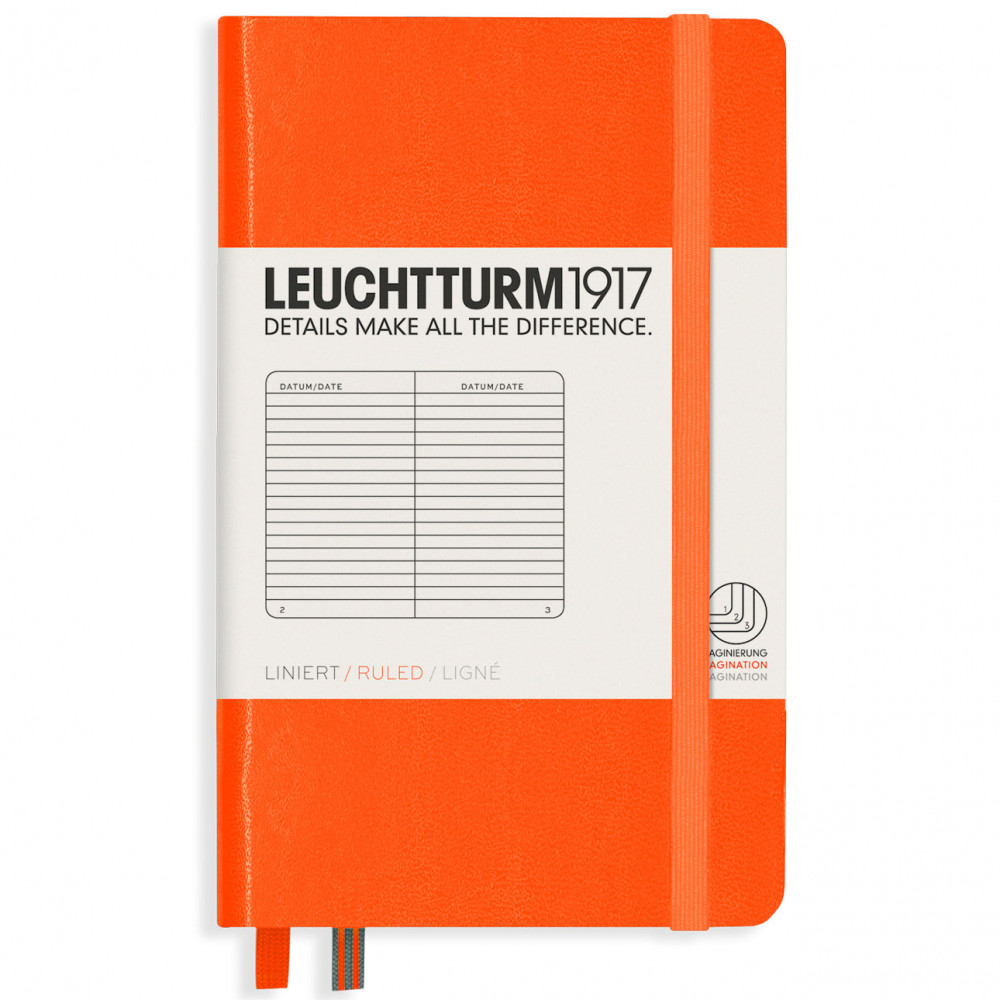 Записная книжка Leuchtturm Pocket A6 Orange твердая обложка 187 стр, артикул 342930. Фото 1
