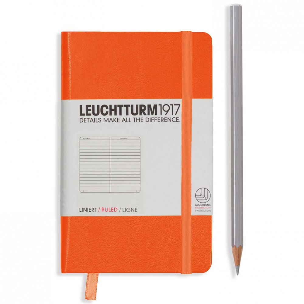 Записная книжка Leuchtturm Pocket A6 Orange твердая обложка 187 стр, артикул 342930. Фото 2