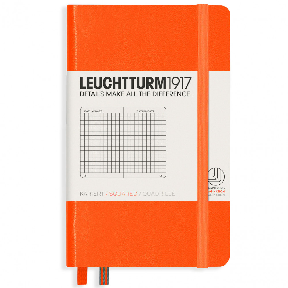 Записная книжка Leuchtturm Pocket A6 Orange твердая обложка 187 стр, артикул 342930. Фото 8