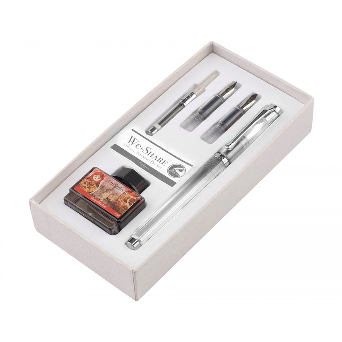 Набор для калллиграфии Pierre Cardin We-Share Transparent: перьевая ручка, набор перьев, конвертер, картриджи, PCW-001-0 Набор для калллиграфии Pierre Cardin We-Share Transparent: перьевая ручка, набор перьев, конвертер, картриджи, артикул PCW-001-0. Фото 1