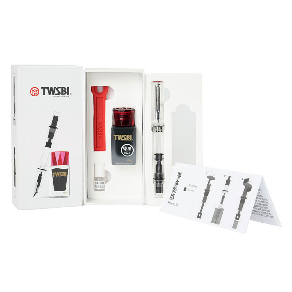 Набор: перьевая ручка TWSBI Eco Clear перо F + чернила 18 мл, M2531680 Набор: перьевая ручка TWSBI Eco Clear перо F + чернила 18 мл, артикул M2531680. Фото 1