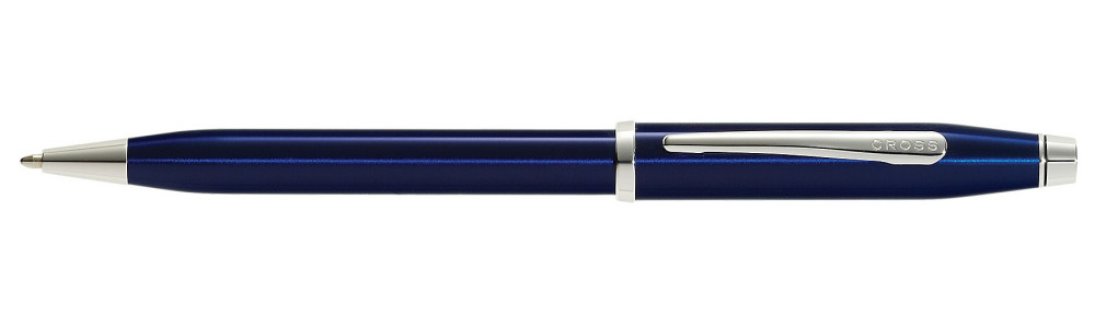Шариковая ручка Cross Century II Translucent Blue Lacquer Rhodium Plated, артикул AT0082WG-103. Фото 1