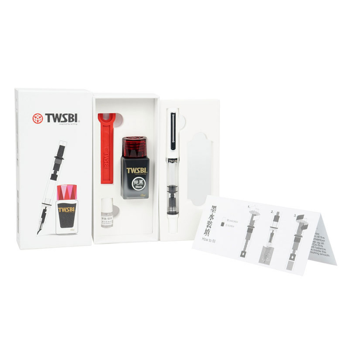 Набор: перьевая ручка TWSBI Eco White перо F + чернила 18 мл, M2531700 Набор: перьевая ручка TWSBI Eco White перо F + чернила 18 мл, артикул M2531700. Фото 1