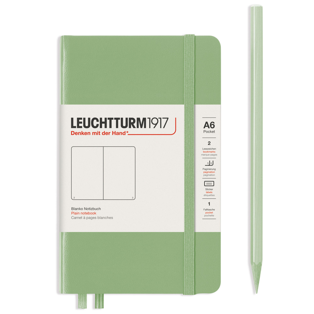Записная книжка Leuchtturm Pocket A6 Sage твердая обложка 187 стр, артикул 363943. Фото 2