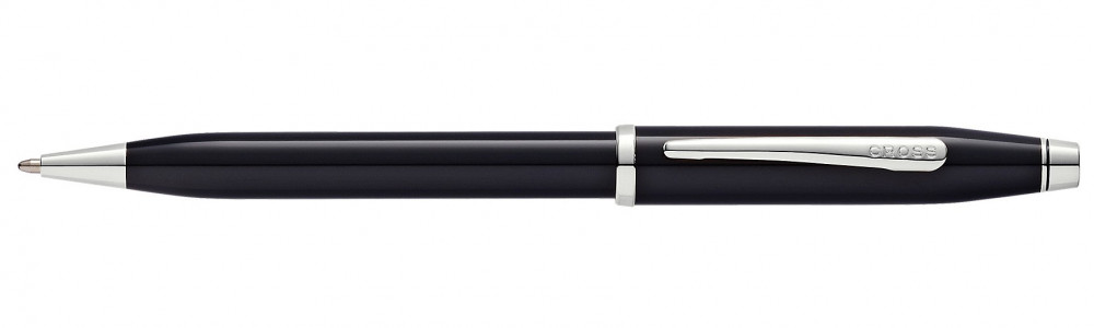 Шариковая ручка Cross Century II Black Lacquer Rhodium Plated, артикул AT0082WG-102. Фото 1