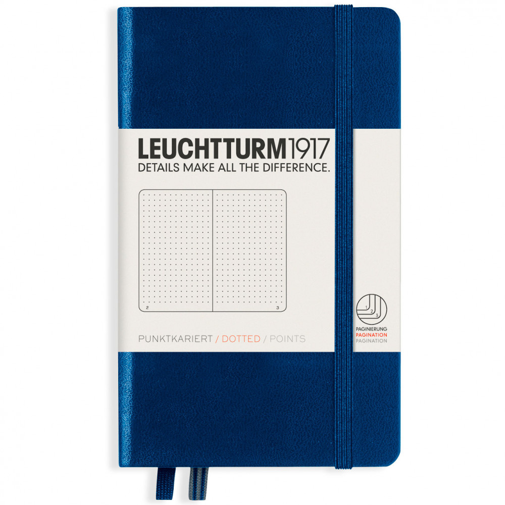 Записная книжка Leuchtturm Pocket A6 Navy твердая обложка 187 стр, артикул 342921. Фото 1