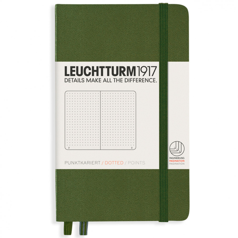 Записная книжка Leuchtturm Pocket A6 Army твердая обложка 187 стр, артикул 348099. Фото 1