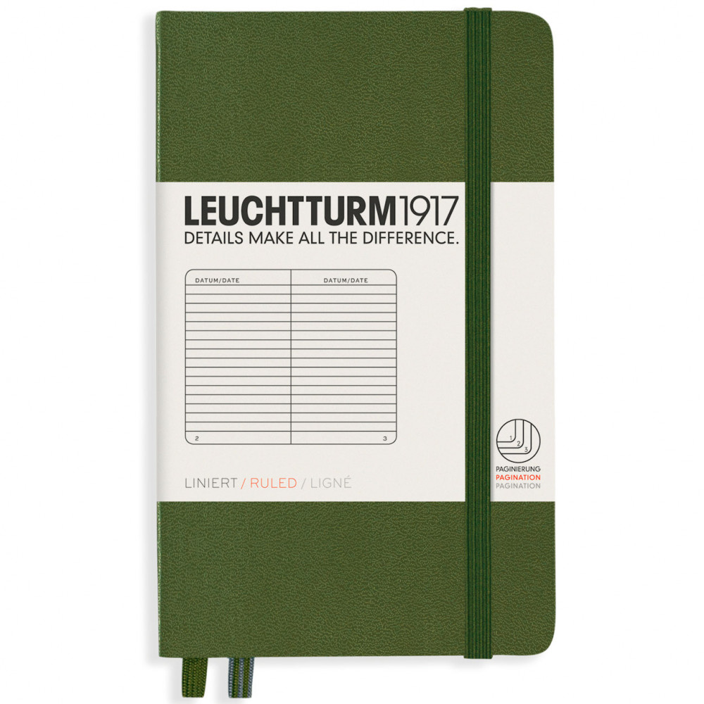Записная книжка Leuchtturm Pocket A6 Army твердая обложка 187 стр, артикул 348099. Фото 9