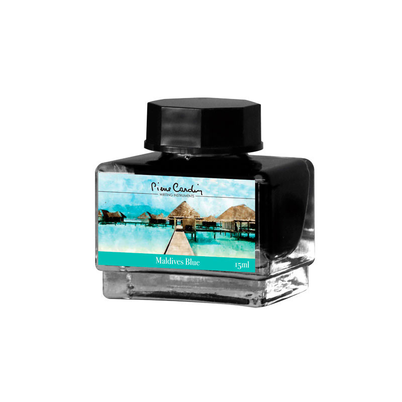 Флакон с чернилами Pierre Cardin Maldives Blue (голубые мальдивы) для перьевых ручек 15 мл, артикул PC332-M11. Фото 1