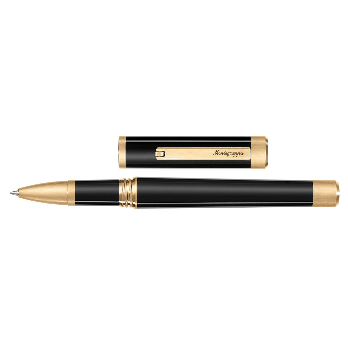 Ручка-роллер Montegrappa Zero Black Yellow Gold, артикул zero-r-rb. Фото 1