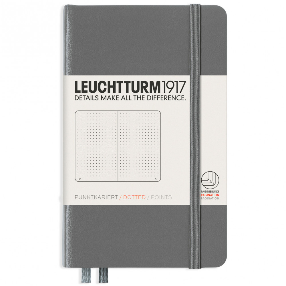 Записная книжка Leuchtturm Pocket A6 Anthracite твердая обложка 187 стр, артикул 344778. Фото 1
