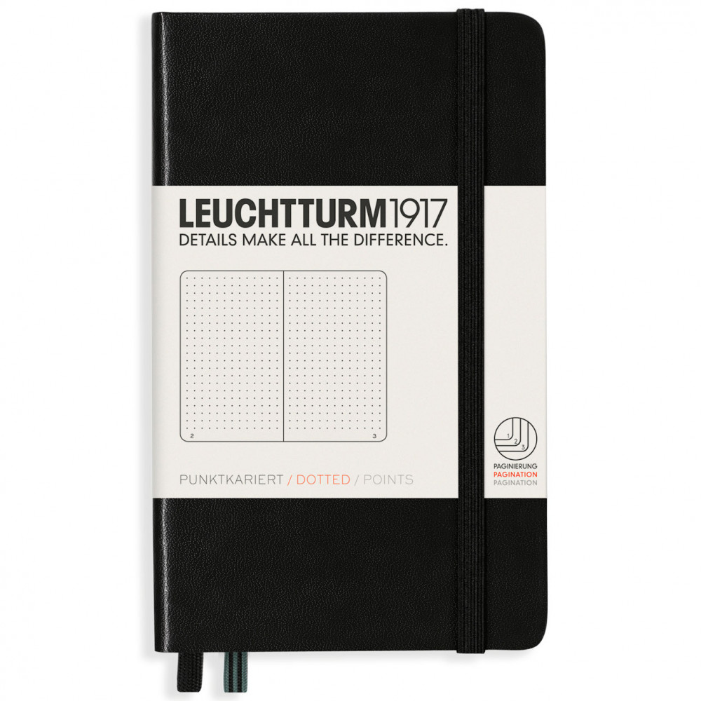 Записная книжка Leuchtturm Pocket A6 Black твердая обложка 187 стр, артикул 333915. Фото 1