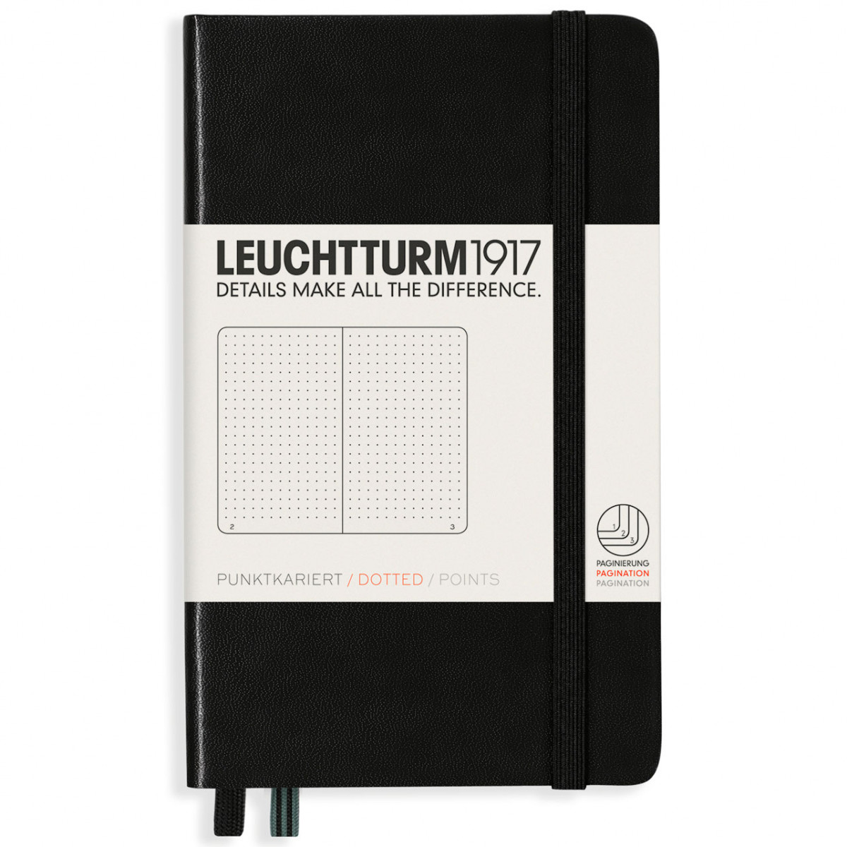 Записная книжка Leuchtturm Pocket A6 Black твердая обложка 187 стр, артикул 333915. Фото 1