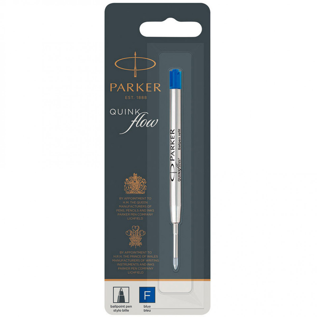 Стержень для шариковой ручки Parker Z08 QuinkFlow синий F (тонкий), 1950368 Стержень для шариковой ручки Parker Z08 QuinkFlow синий F (тонкий), артикул 1950368. Фото 1