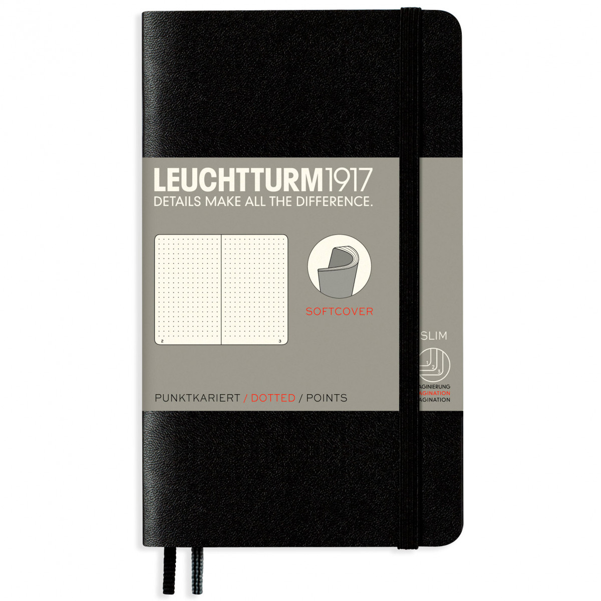 Записная книжка Leuchtturm Pocket A6 Black мягкая обложка 123 стр, артикул 311346. Фото 1