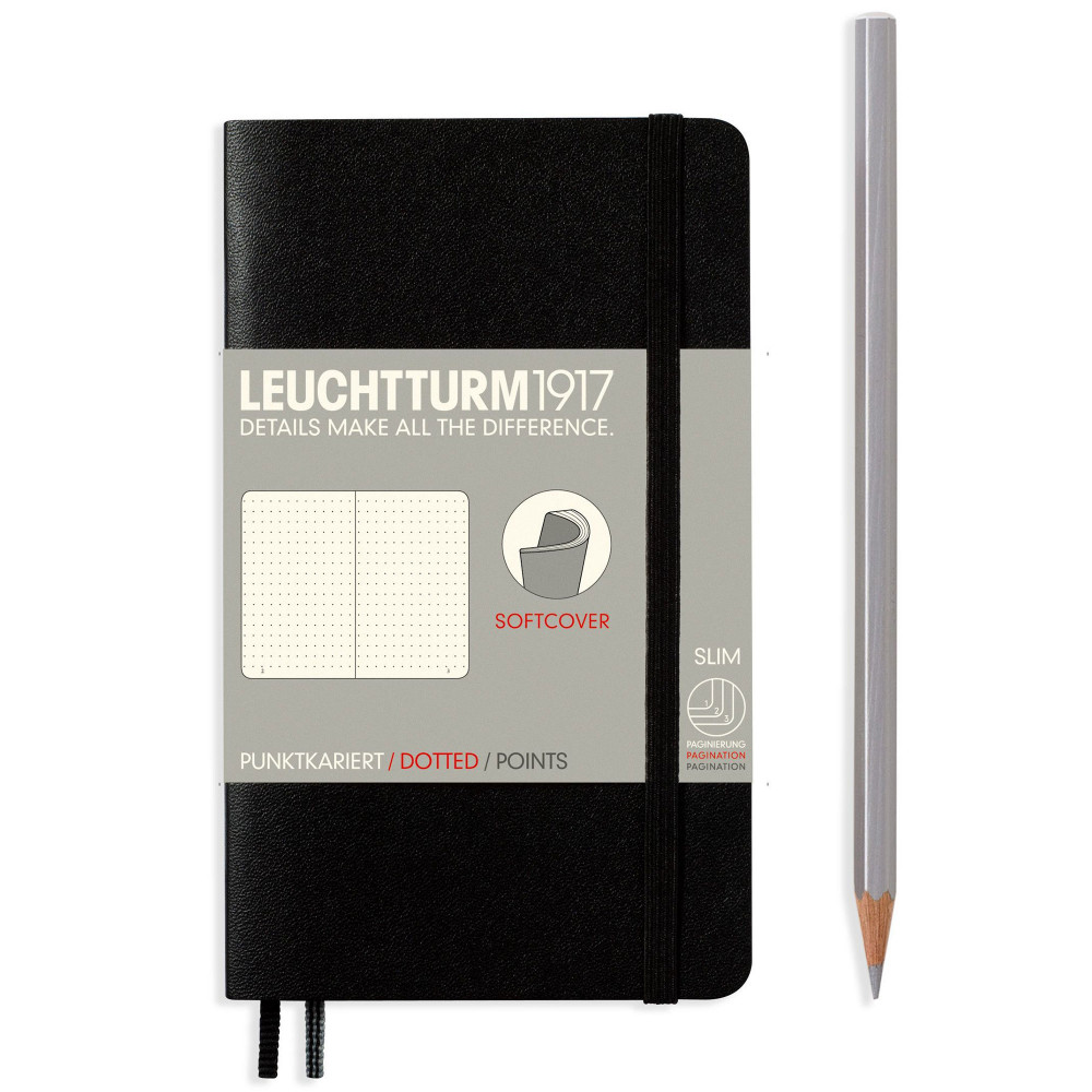 Записная книжка Leuchtturm Pocket A6 Black мягкая обложка 123 стр, артикул 311346. Фото 2