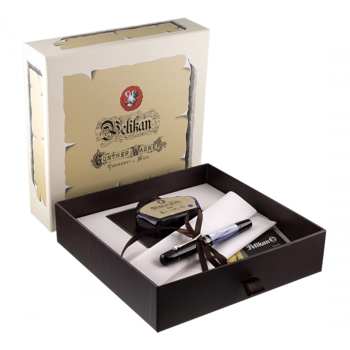 Подарочный набор Pelikan: перьевая ручка Souveran M101N Grey-Blue SE 2019 + чернила, артикул PL811590. Фото 1