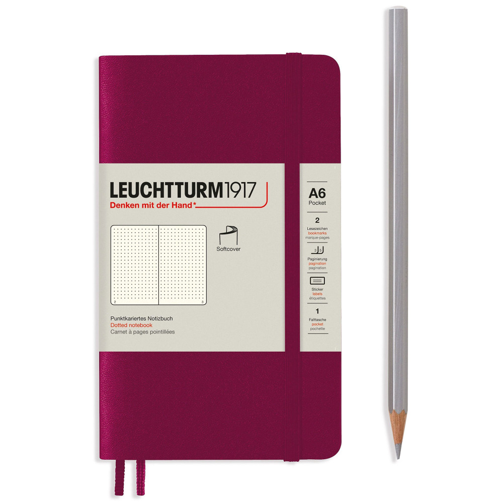 Записная книжка Leuchtturm Pocket A6 Port Red мягкая обложка 123 стр, артикул 362852. Фото 2