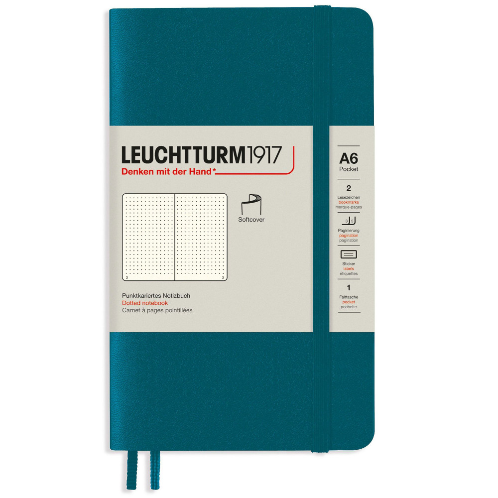 Записная книжка Leuchtturm Pocket A6 Pacific Green мягкая обложка 123 стр, артикул 362854. Фото 1
