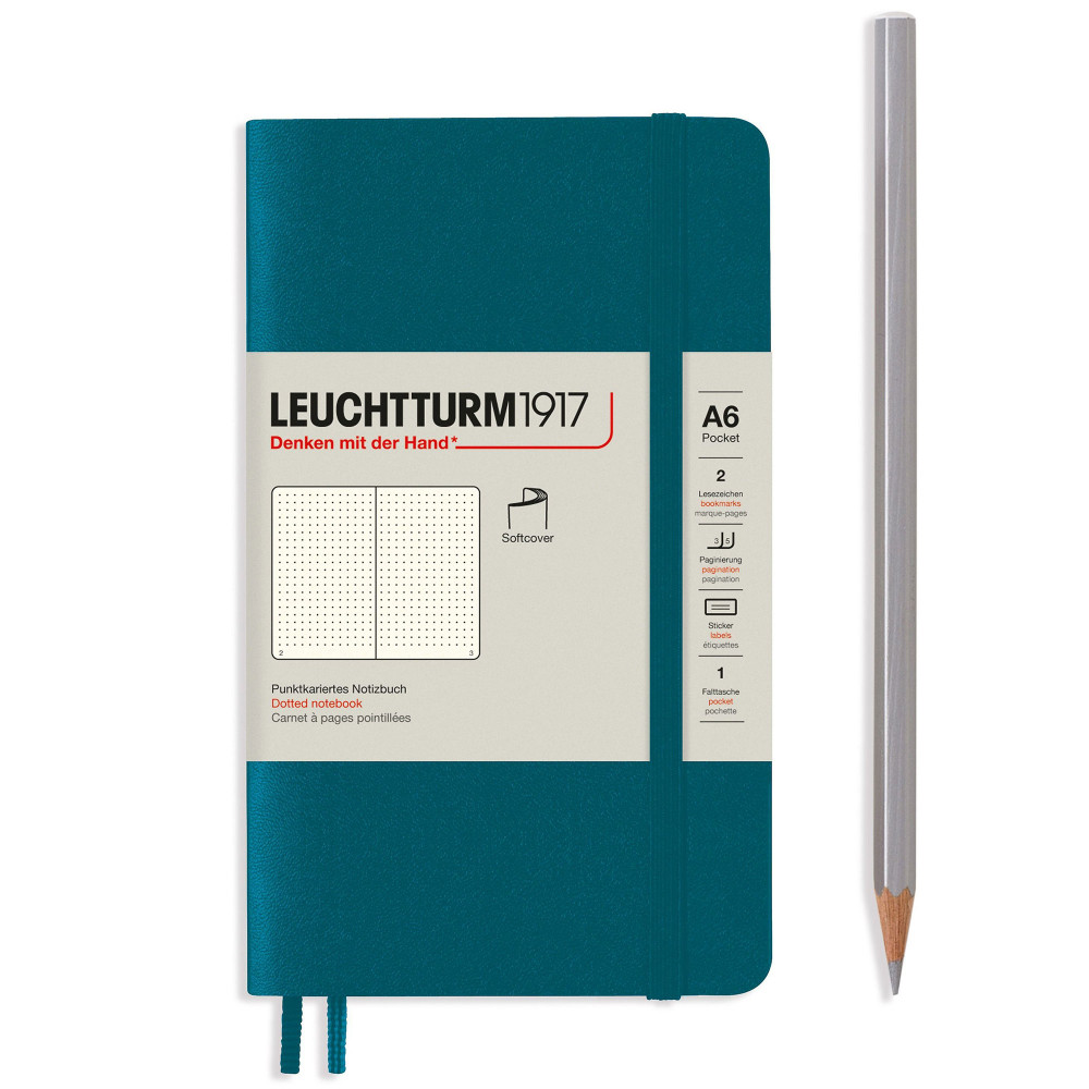 Записная книжка Leuchtturm Pocket A6 Pacific Green мягкая обложка 123 стр, артикул 362854. Фото 2
