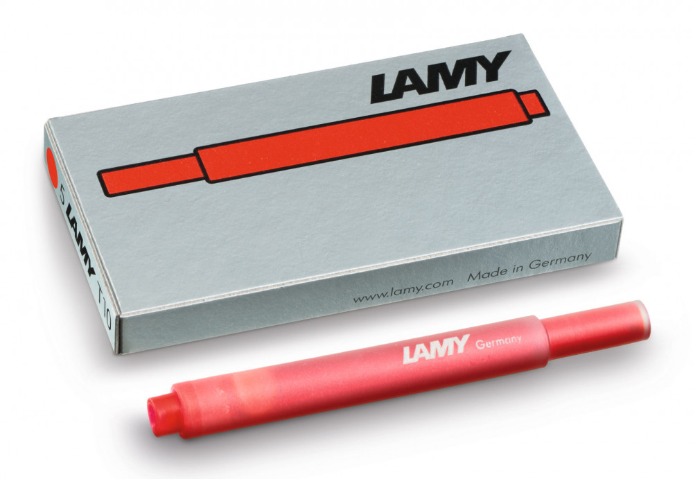 Картриджи с чернилами (5 шт) для перьевой ручки Lamy T10 красный, артикул 1602076. Фото 1