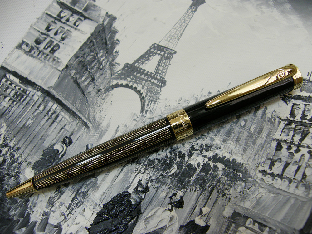 Шариковая ручка Pierre Cardin Tresor Black Lacquer GT рифленый рисунок, артикул PC7212BP. Фото 3
