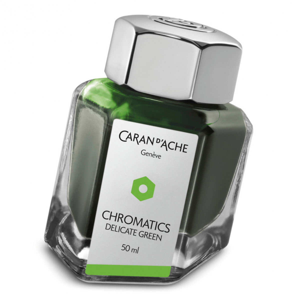 Флакон с чернилами Caran d'Ache Chromatics Delicate Green зеленый 50 мл, 8011.221 Флакон с чернилами Caran d'Ache Chromatics Delicate Green зеленый 50 мл, артикул 8011.221. Фото 1