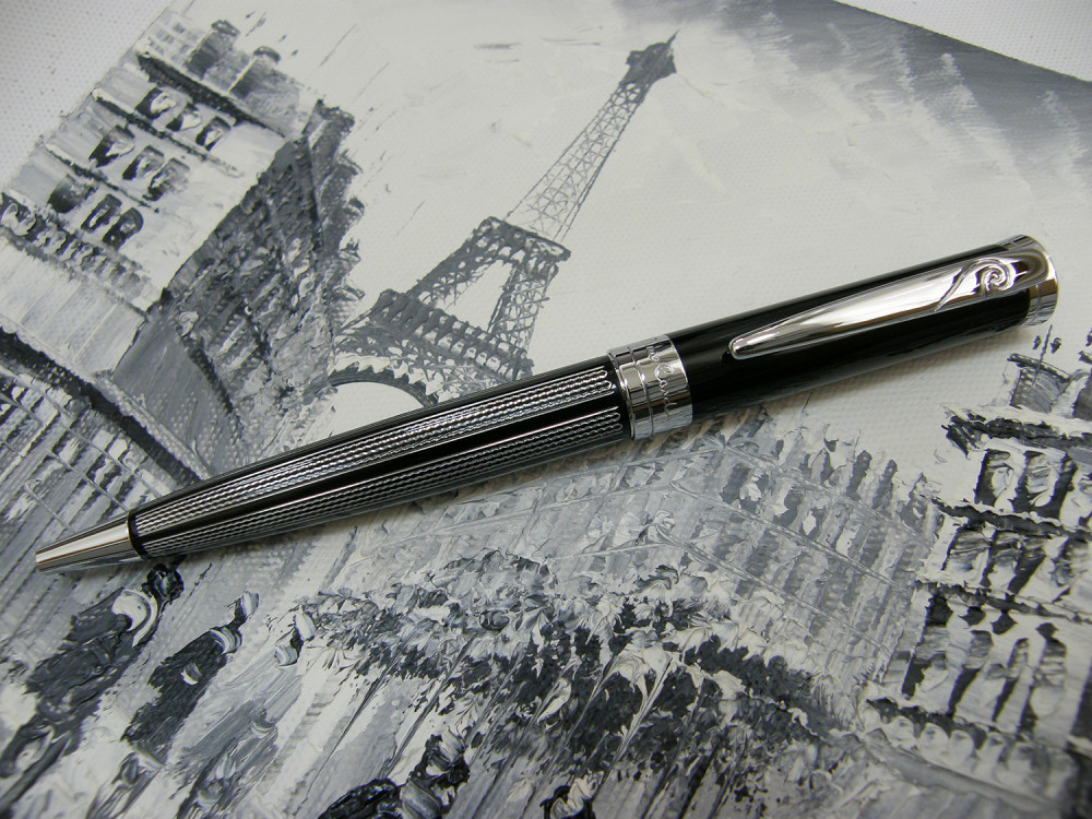 Шариковая ручка Pierre Cardin Tresor Black Lacquer CT рифленый рисунок, артикул PC7211BP. Фото 2