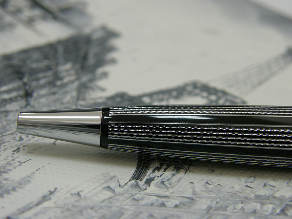 Шариковая ручка Pierre Cardin Tresor Black Lacquer CT рифленый рисунок, артикул PC7211BP. Фото 4