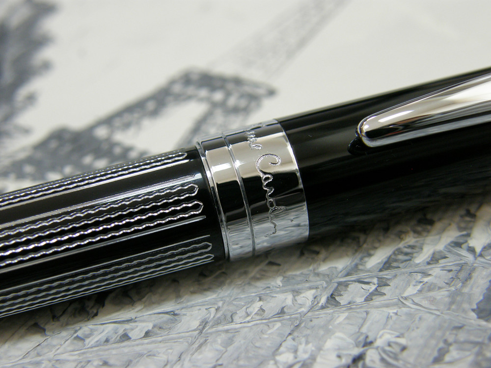 Шариковая ручка Pierre Cardin Tresor Black Lacquer CT рифленый рисунок, артикул PC7211BP. Фото 5