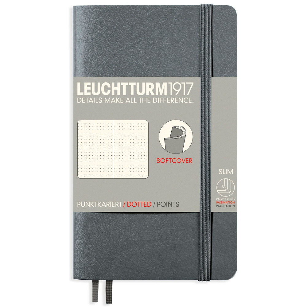 Записная книжка Leuchtturm Pocket A6 Anthracite мягкая обложка 123 стр, артикул 355317. Фото 1