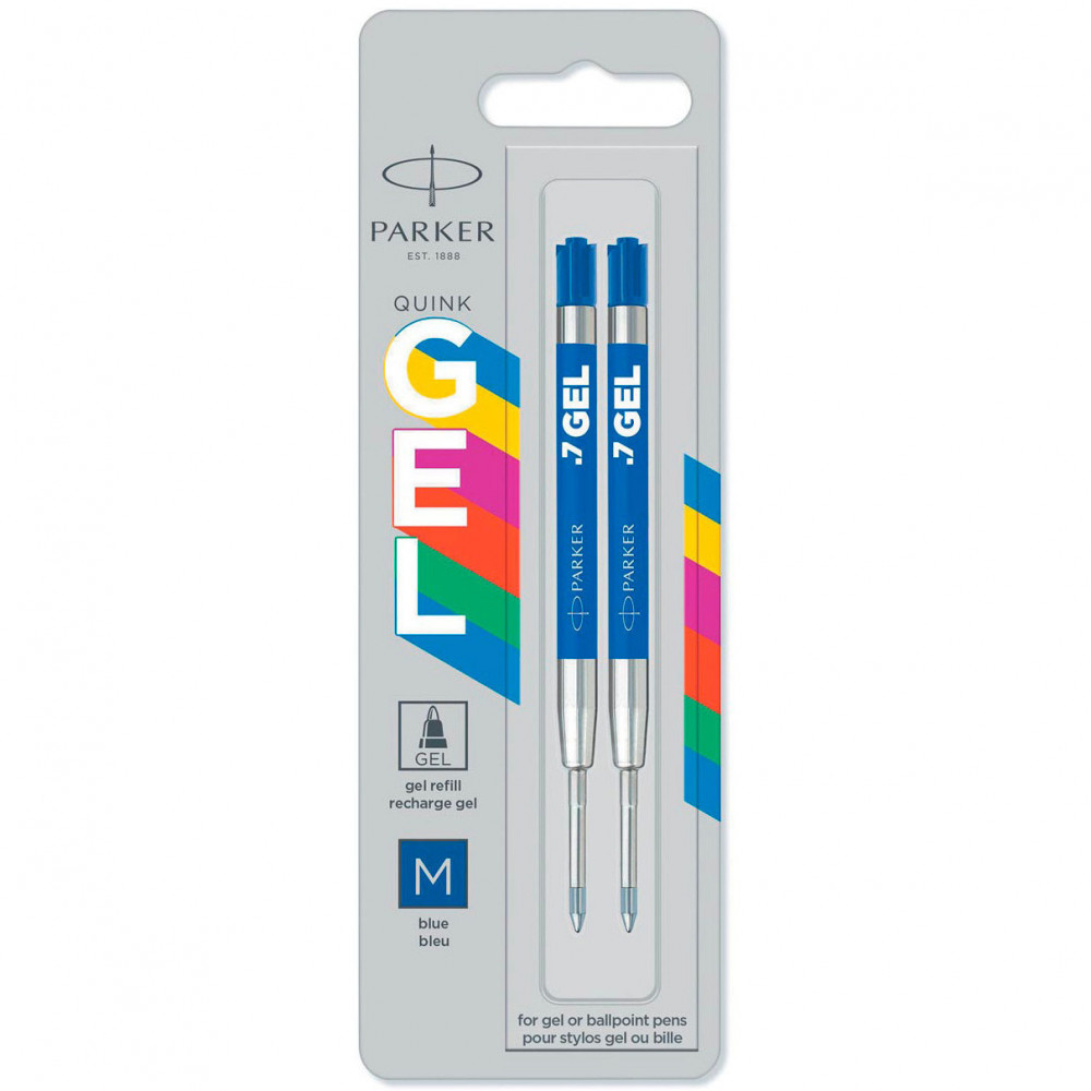Стержни гелевые для шариковой ручки Parker синий M (средний) 2 шт в блистере, артикул 2136210. Фото 1