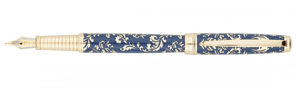 Перьевая ручка Pierre Cardin Renaissance синий лак гравировка с позолотой, артикул PC8302FP. Фото 1