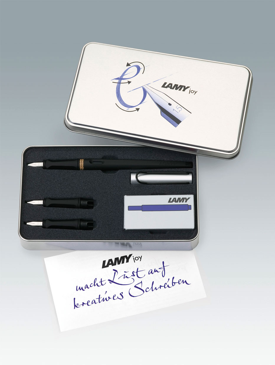 Набор для каллиграфии Lamy Joy Black Silver: перьевая ручка, набор перьев, картриджи, артикул 1617714. Фото 3