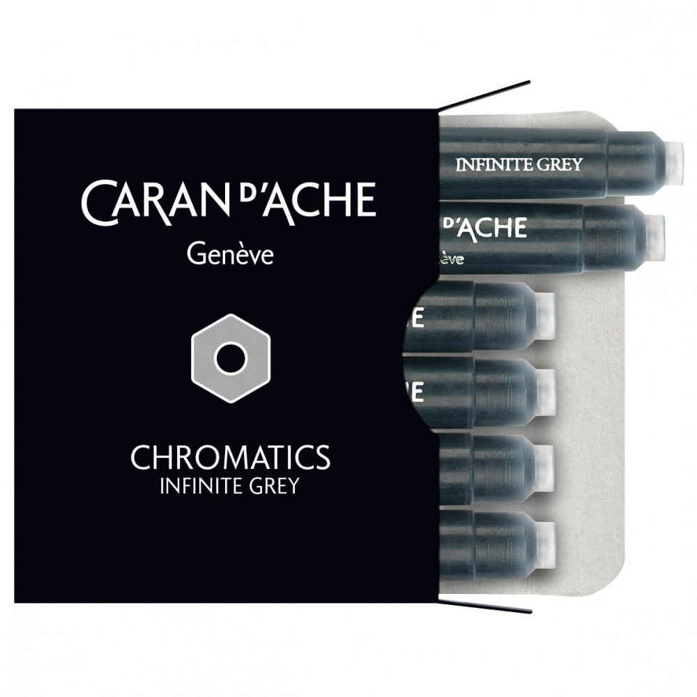 Картриджи Caran d'Ache Chromatics Infinite Grey для перьевых ручек, артикул 8021.005. Фото 1