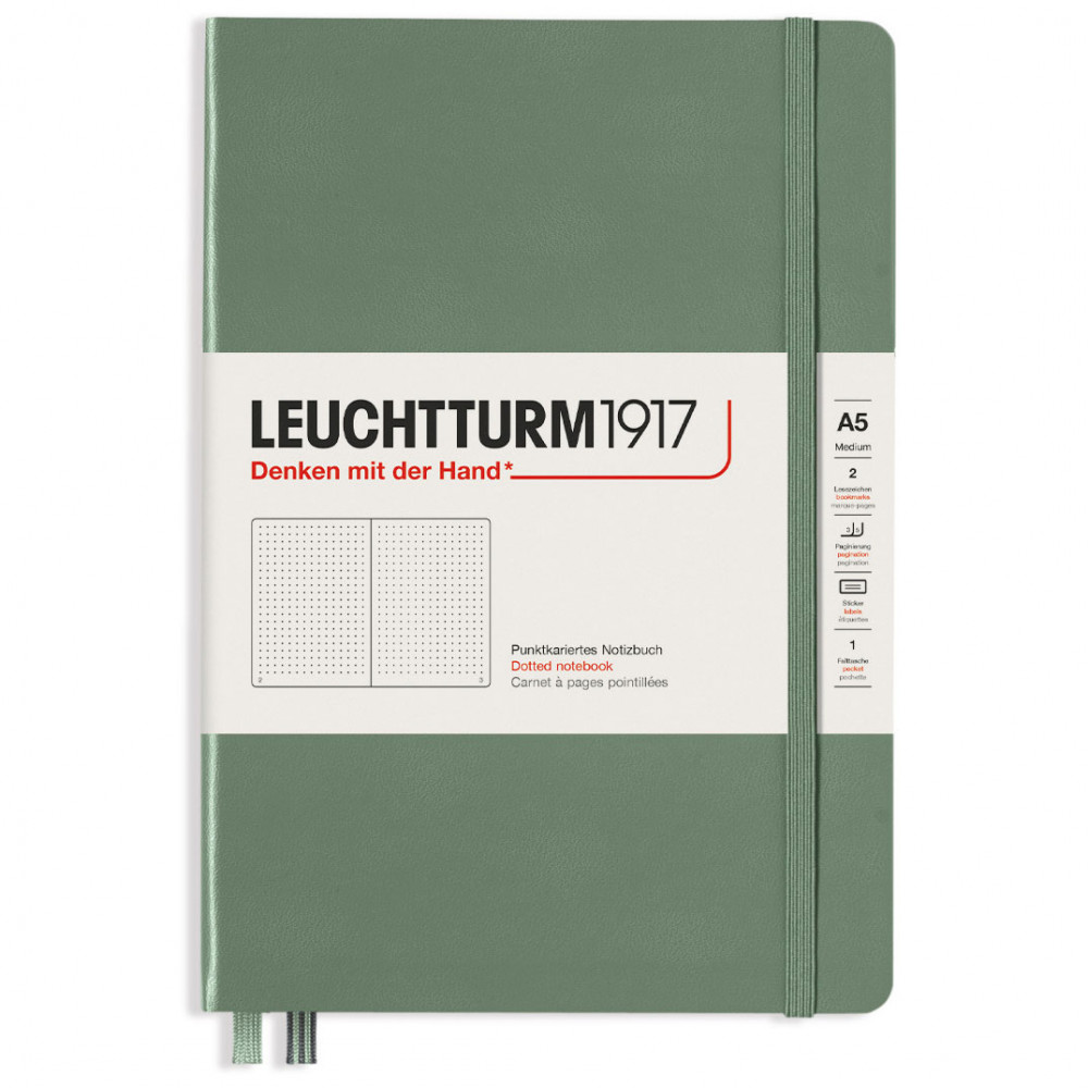 Записная книжка Leuchtturm Medium A5 Olive твердая обложка 251 стр, артикул 365488. Фото 5