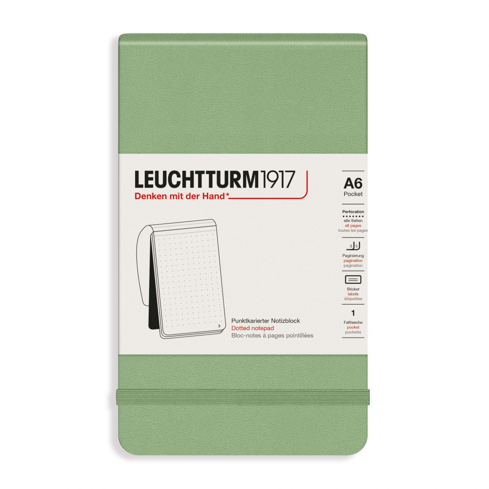 Блокнот Leuchtturm Reporter Pocket A6 Sage твердая обложка 188 стр, артикул 364415. Фото 1