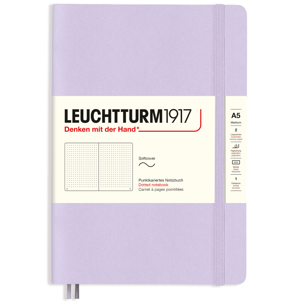 Записная книжка Leuchtturm Medium A5 Lilac мягкая обложка 123 стр, артикул 365496. Фото 3