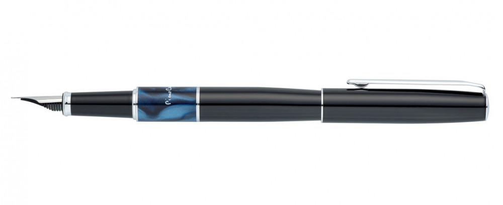 Перьевая ручка Pierre Cardin Libra черный лак синяя вставка из акрила, артикул PC3400FP-02. Фото 3